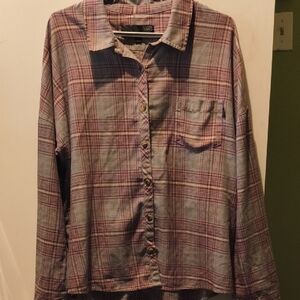 Vans - Casual Button Down Plaid Shirt Purple and Gray